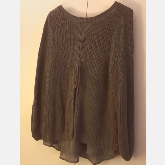 Gray Lace Up Back Knit Sweater Torrid - Picture 2 of 2